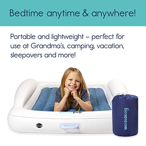 Hiccapop Inflatable Toddler Travel Bed and Mattress with Safety Bumpers