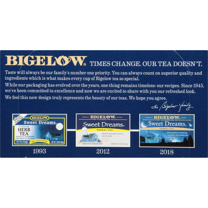 Bigelow Sweet Dreams Herbal 120 Tea Bags Total.  Caffeine-Free Individual Herbal Bags