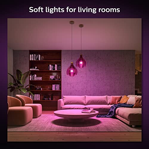 Philips Hue Smart Light Starter Kit - Includes (1) Bridge and (4) 75W A19, E26 LED Smart White and Color Ambiance Bulbs - Control with App - Compatible with Alexa, Google Assistant, and Apple HomeKit