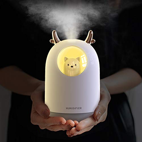 Cute Fox USB Mini Portable Quiet Cool Mist Humidifier With 7 Color LED Night Light