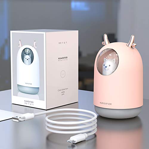 Cute Fox USB Mini Portable Quiet Cool Mist Humidifier With 7 Color LED Night Light