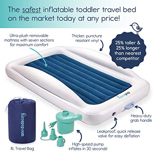 Hiccapop Inflatable Toddler Travel Bed and Mattress with Safety Bumpers