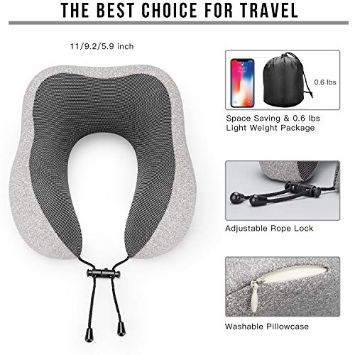 MLVOC Travel Pillow 100% Pure Memory Foam Neck Pillow, Comfortable & B —  Natural Sleep Essentials