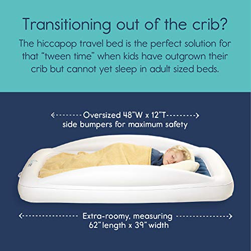 Hiccapop Inflatable Toddler Travel Bed and Mattress with Safety Bumpers