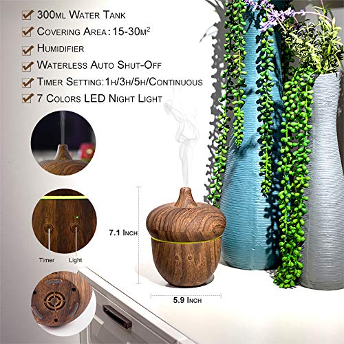 Acorn Wood Grain Aromatherapy Essential Oil Diffuser Cool Mist Humidifier