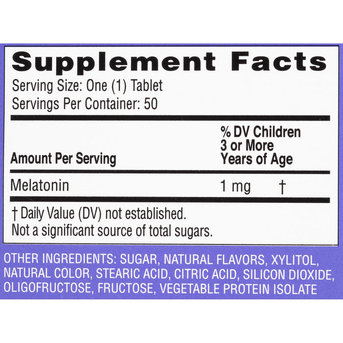 Zarbee's Naturals Children's Sleep with Melatonin Supplement, Natural Grape Flavor, 50 Chewable Tablets